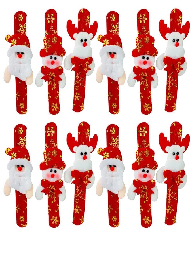 Sesonby 12 Pcs Christmas Slap Bracelets Christmas Wristband Santa Claus Christmas Santa Bracelet Wrist Band for Christmas Theme Party Decoration Christmas Bracelet Gift - Image 1